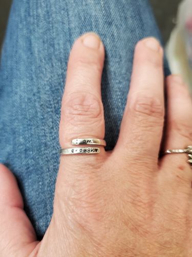 Customer photo review of "I Am Enough" Adjustable Ring
