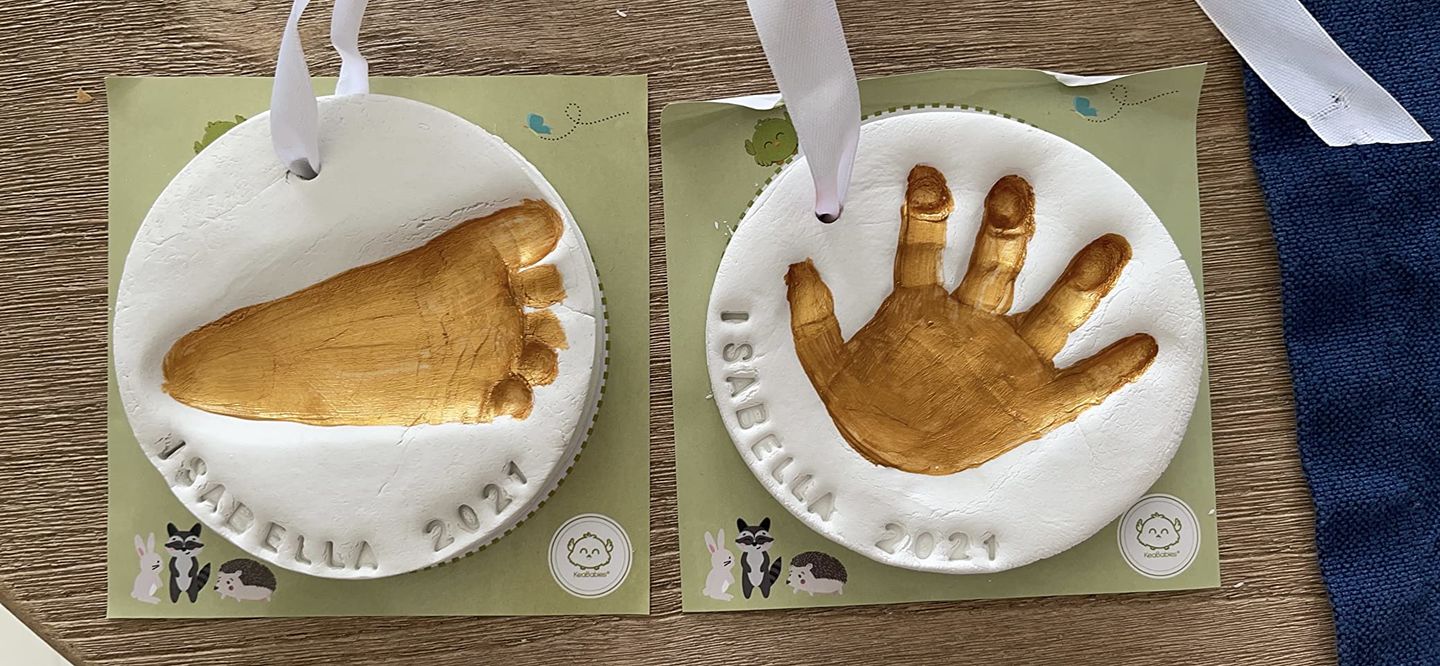 Customer photo review of CHERISH Baby Handprint Keepsake Ornament