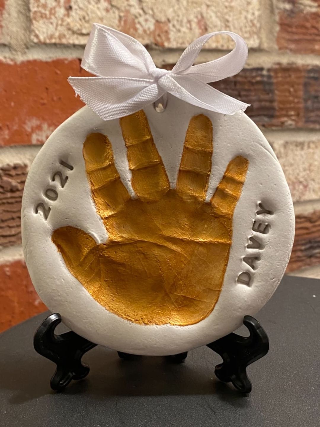 Customer photo review of CHERISH Baby Handprint Keepsake Ornament