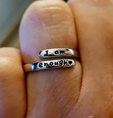 Customer photo review of "I Am Enough" Adjustable Ring