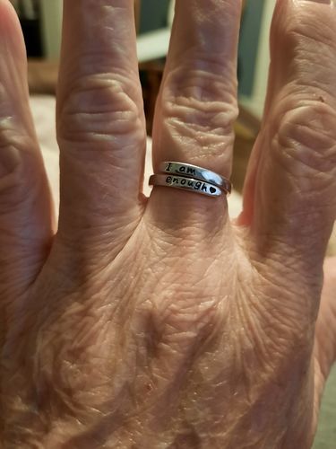 Customer photo review of "I Am Enough" Adjustable Ring