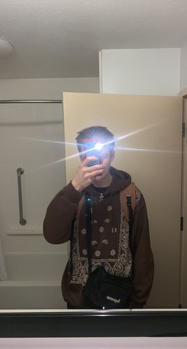Customer photo review of Paisley Bandana Hoodie in Brown