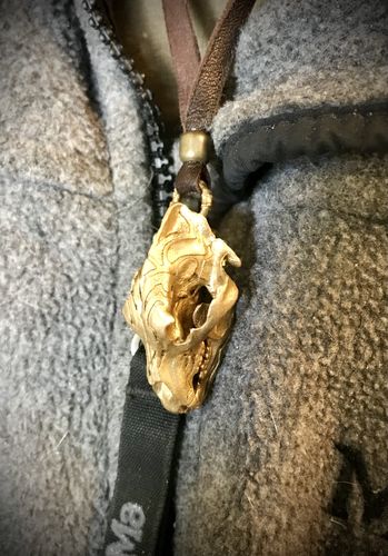 Customer photo review of Brass Bear Skull Pendant