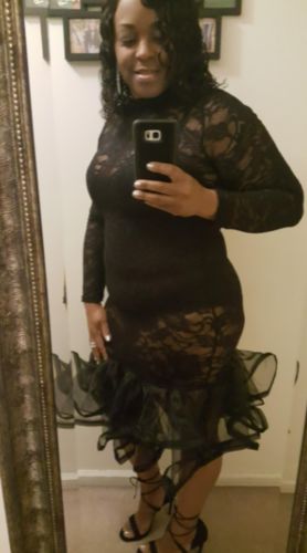 Customer photo review of Floral Lace Elegant See-Through Midi Dress