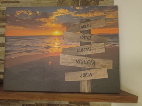 Customer photo review of Lienzo personalizado Corazon en la Playa