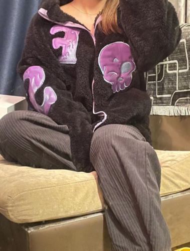 Customer photo review of Fur Jacket Winter Coat Print Skull Faux Fur