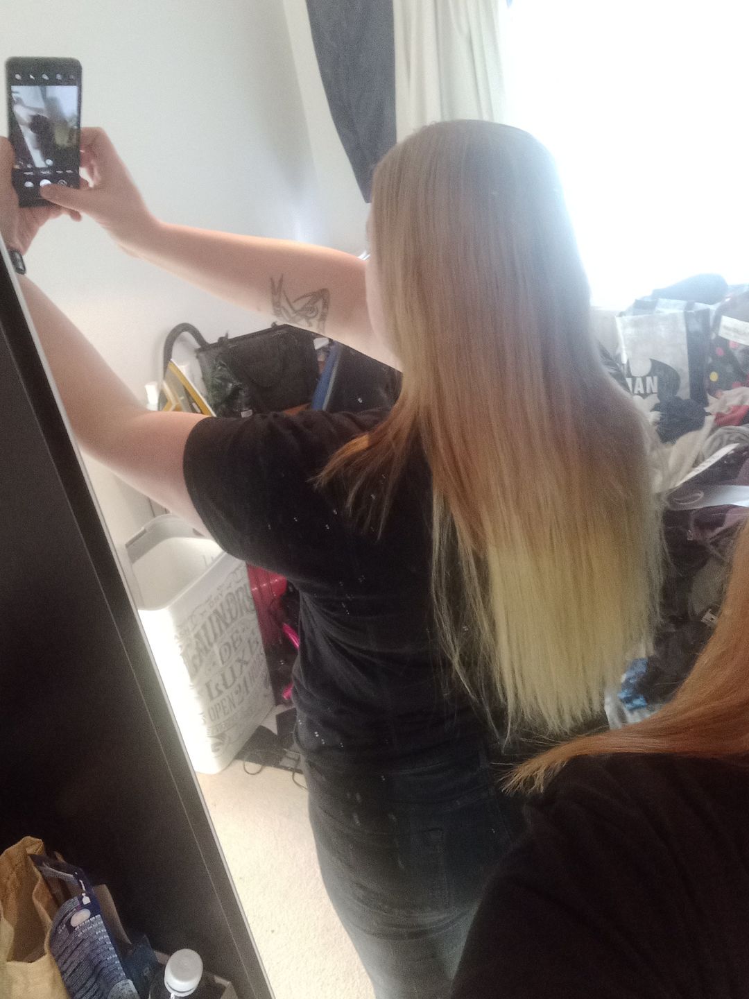 Customer photo review of 14" Seamless Five Piece Clip-in Human Hair Extension (95g)