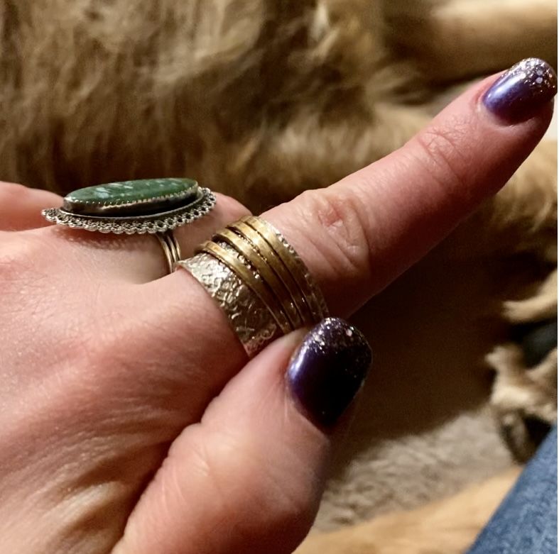 Customer photo review of Textured Silver & Gold Brass Spinner Ring