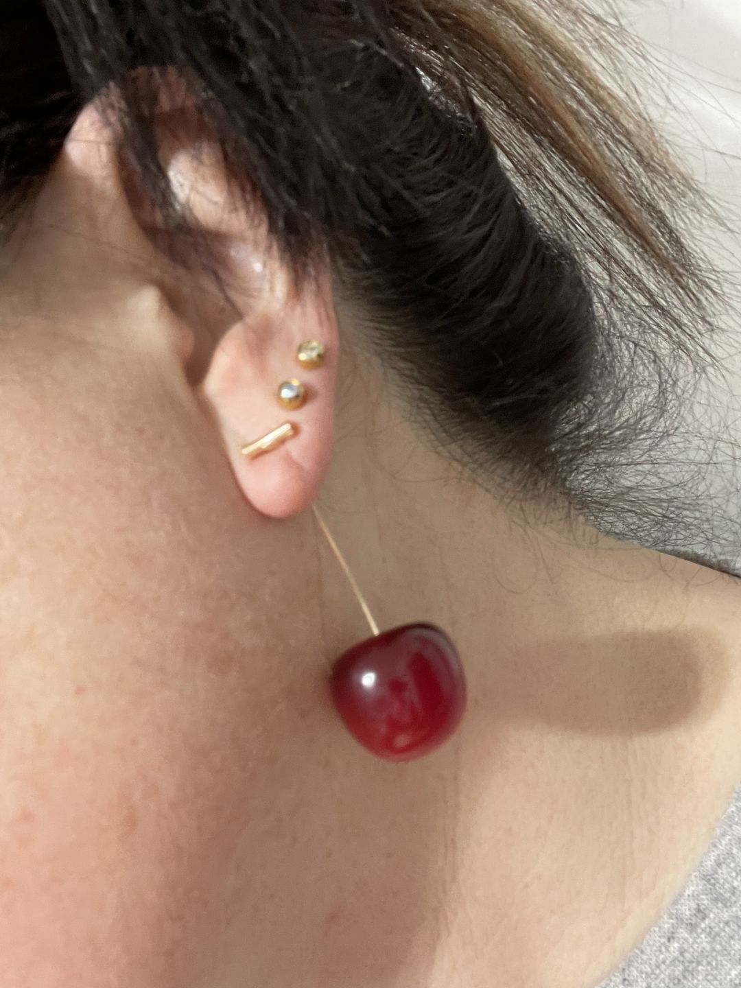 Customer photo review of Cherry Earrings