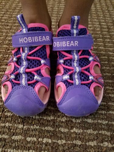 Customer photo review of HOBIBEAR Boys Outdoor Closed-Toe -Green/Orange |AU3315