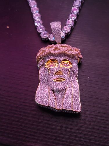 Customer photo review of Large Gold 3D Bust Down Jesus Piece