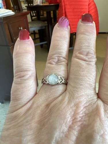 Customer photo review of Celtic Mother™ 18K White Gold Moonstone Ring