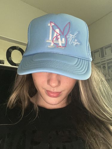 Customer photo review of LA Bunny Signature Trucker in Baby Blue