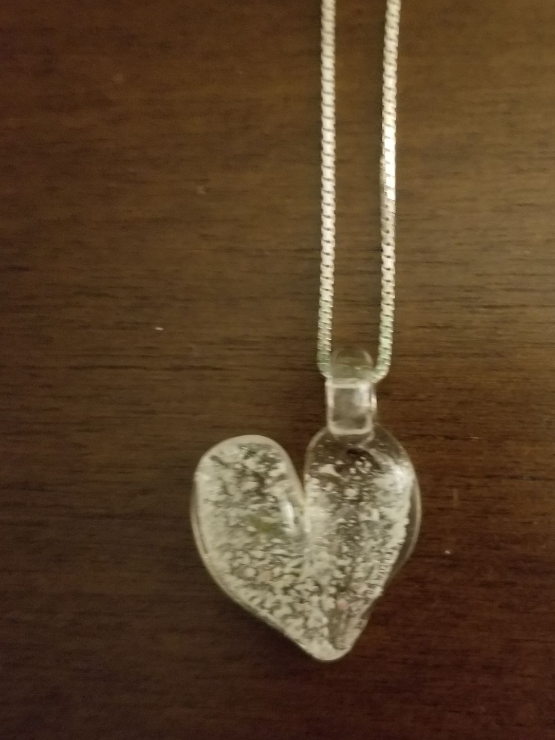 Customer photo review of Translucent Heart Pendant with Cremation Ashes