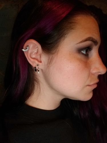 Customer photo review of Nico Huggie Hoop Earrings (Pair)