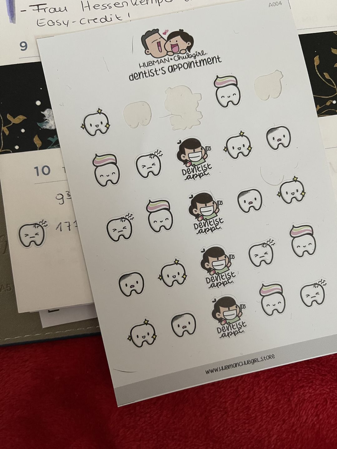 Customer photo review of Dentist Appointment Planner Stickers