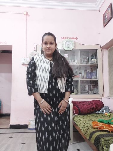 Customer photo review of Black and White Ikat Straight Cut Dress with Coat