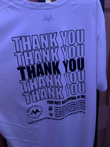 Customer photo review of THANK YOU - WHITE/BLK