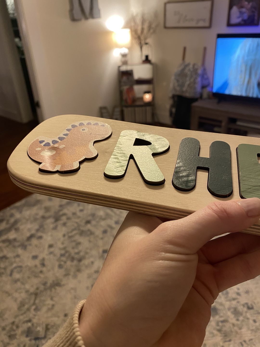 Customer photo review of Boy Dinosaur Name Puzzle