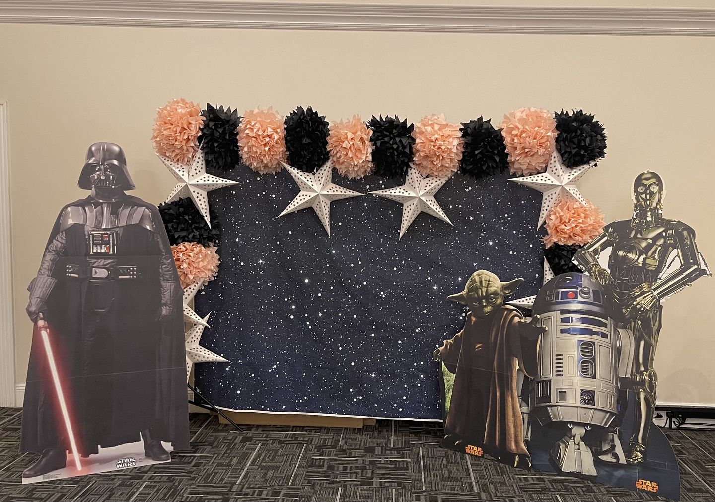 Customer photo review of 24" Solid White Stars Cut-Out Paper Star Lantern, Chinese Hanging Wedding & Party Decoration (Estimated Arrival: 2/24/22)