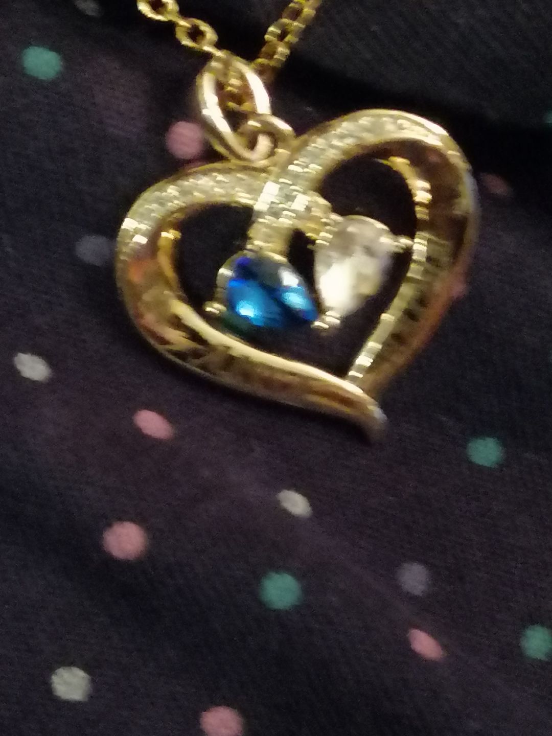 Customer photo review of Valentine's Day Gift Forever Love Birthstone & Diamond Heart Pendant Necklace