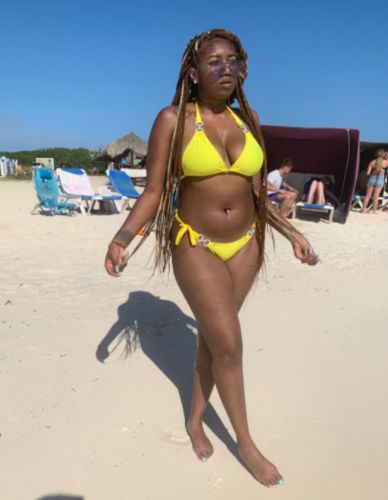 Customer photo review of Solid Color Rhinestone Chain Romantic Tie Side Bikini