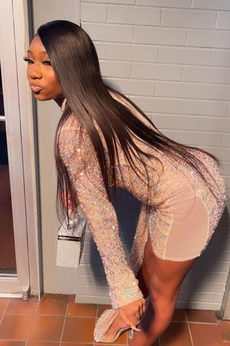 Customer photo review of Sequined Party Cut Out Mini Dress