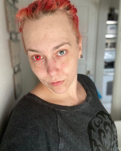 Customer photo review of Icoloured® Devil Red Naruto Colored Contact Lenses