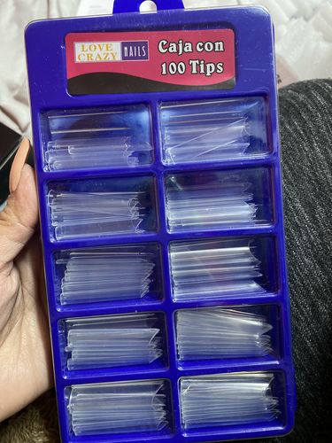 Customer photo review of Tip Cuadrado Curvatura C Crystal XL 100 pzas