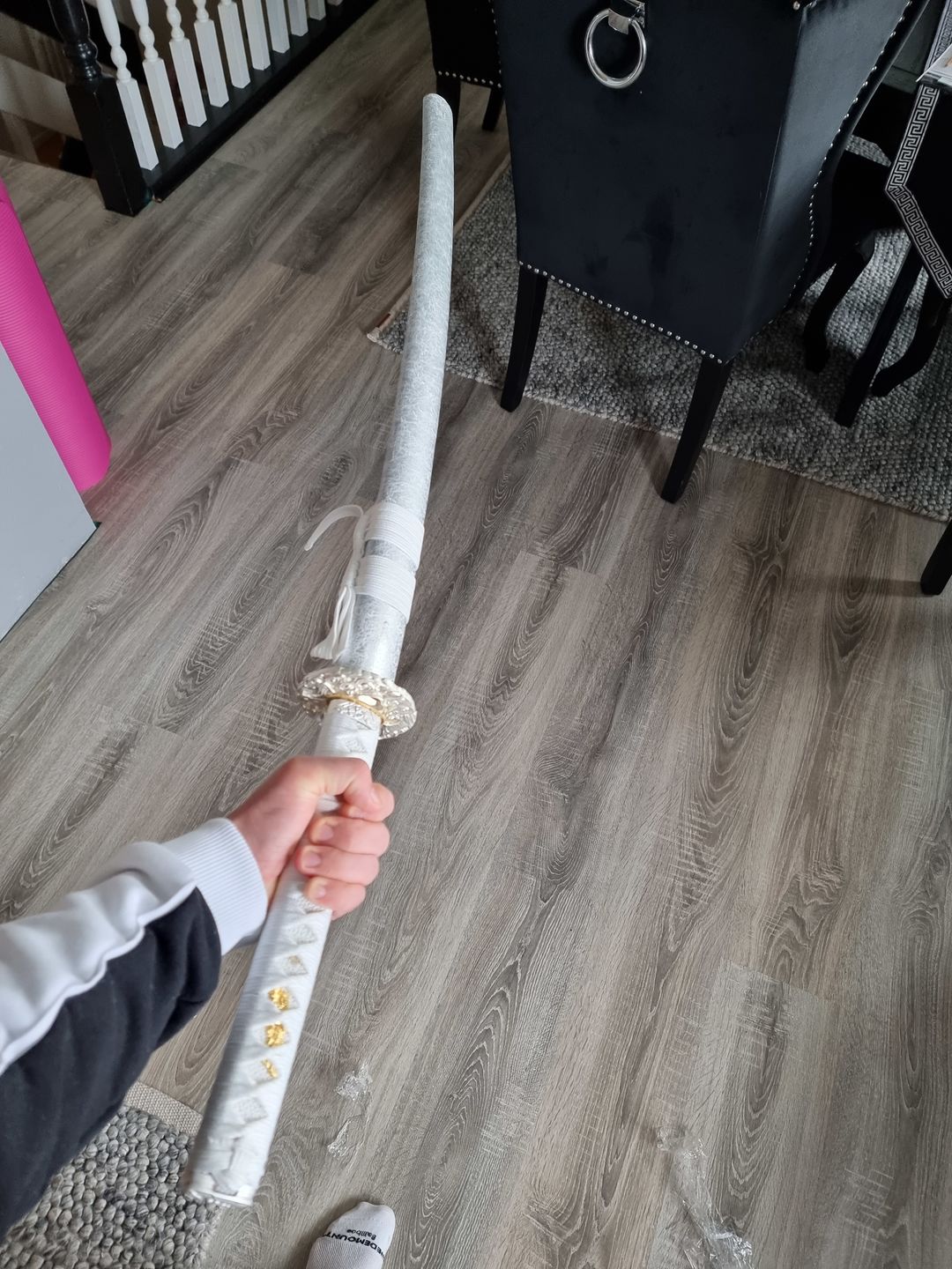 Customer photo review of The Shirubadoragon Handmade Katana Clay Tempered T10 Steel