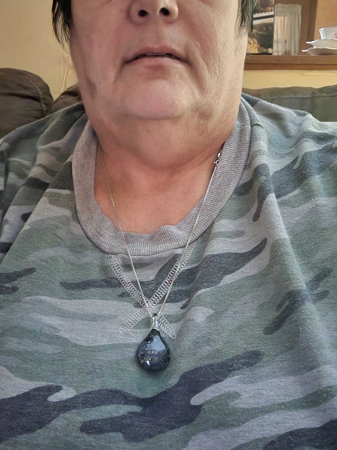 Customer photo review of Ghost Pendant with Infused Cremation Ashes