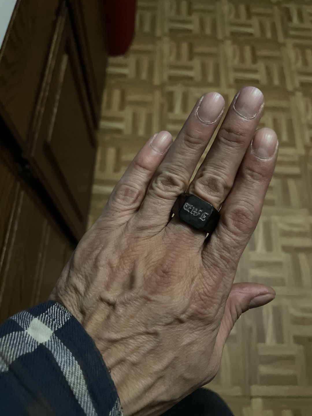 Customer photo review of Matte & Shiny Engravable Signet Ring
