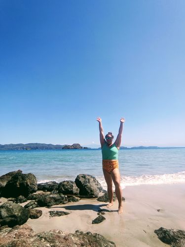 Customer photo review of Bali Reversible Bottoms | Mango/Floral