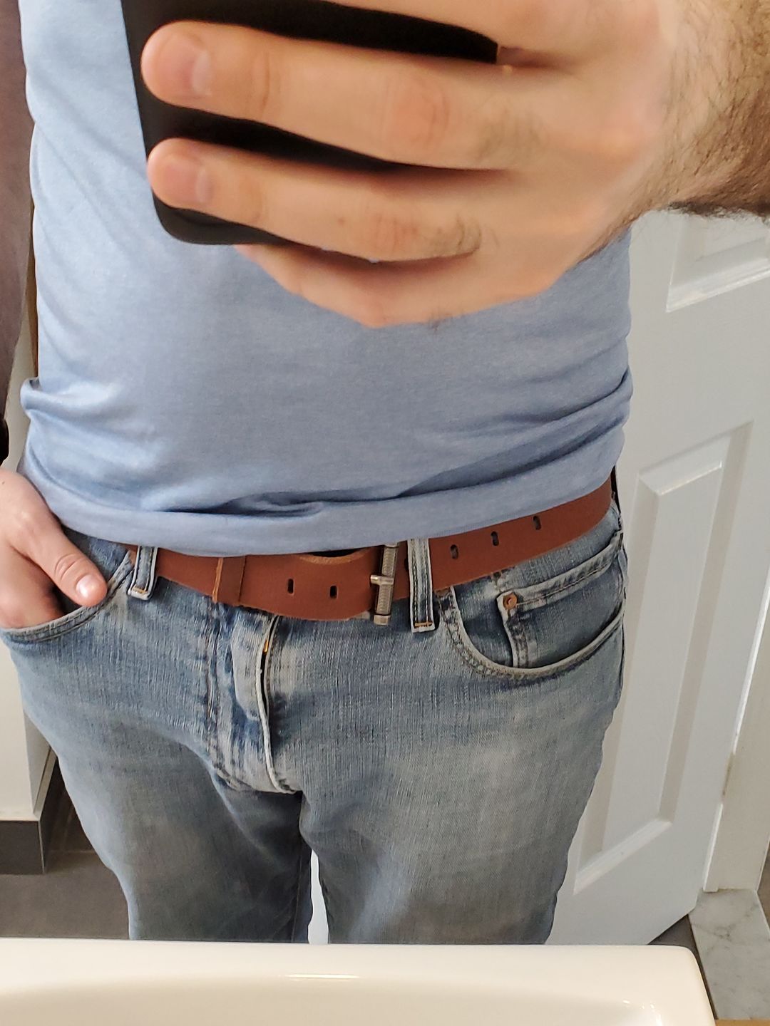 Customer photo review of The Pinnacle Belt - Brown 100 % Premium Leather Belt