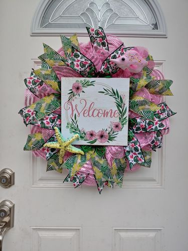 Customer photo review of 10.25"X10Yd Border Stripe Metallic Mesh Pink W/Pink Foil RE850222