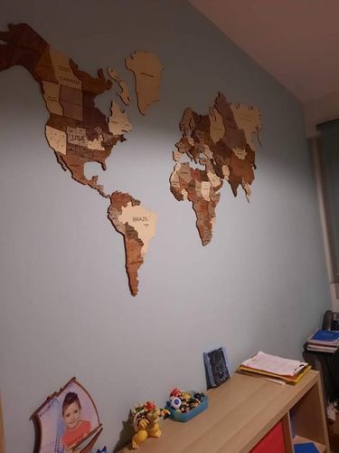 Customer photo review of 3D Wooden World Map Multicolor