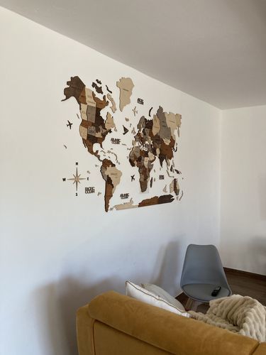 Customer photo review of 3D Wooden World Map Multicolor