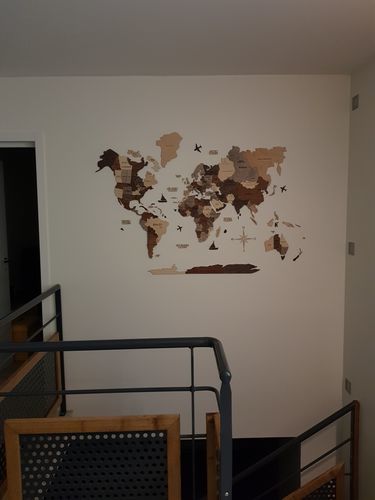 Customer photo review of 3D Wooden World Map Multicolor