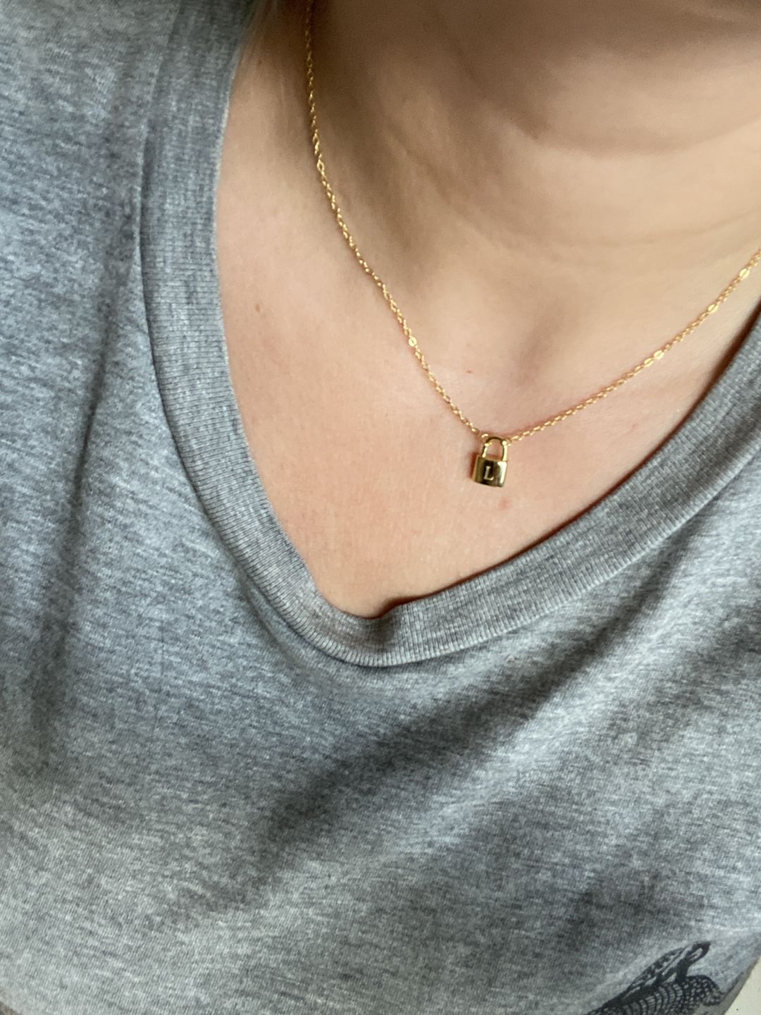 Customer photo review of Padlock Initial Letter Necklace