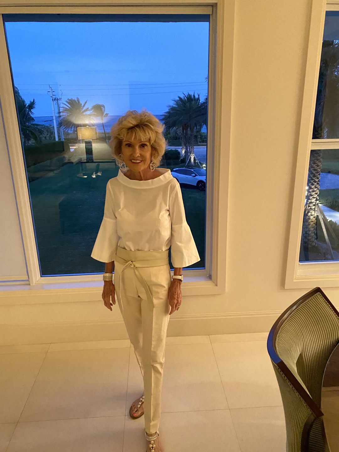 Customer photo review of Long Dupioni Silk Stretch Pants - New Colors