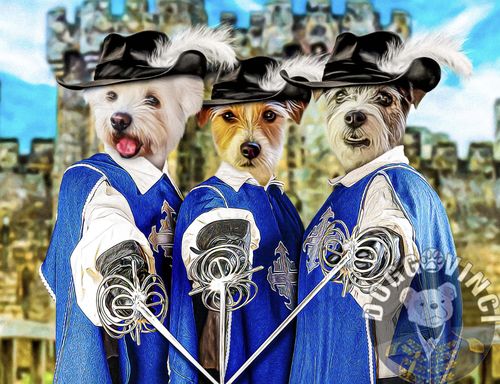 Customer photo review of '3 Musketeers' Personalized 3 Pet Poster