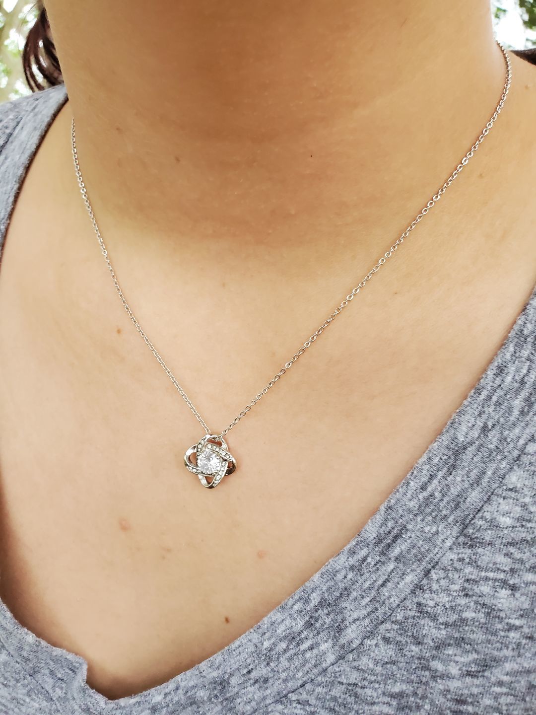 Customer photo review of To My Daughter - If Ever There Is Tomorrow - Love Knot Necklace