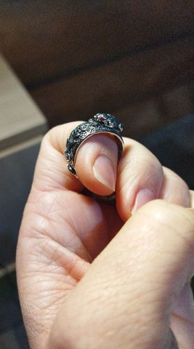 Customer photo review of Pixiu Natural Red Garnet Stone Ring