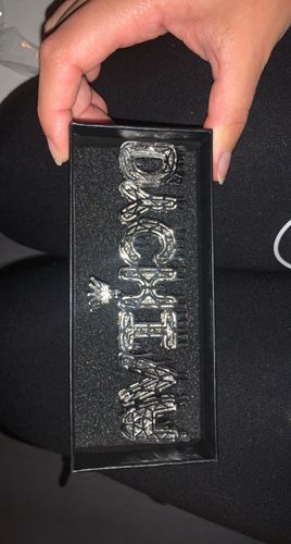 Customer photo review of Custom Crowned Letter Necklace