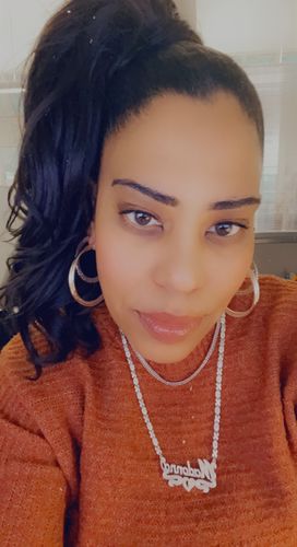 Customer photo review of Double Plated Script Name Necklace with Hugs and Kisses Chain