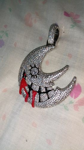 Customer photo review of Iced Out Crescent Moon Pendant