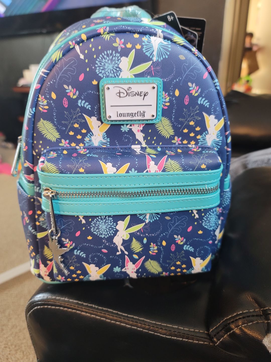 Customer photo review of 707 Street Exclusive - Disney Tinkerbell Glow in the Dark Allover Print Mini Backpack w/ Teal Straps
