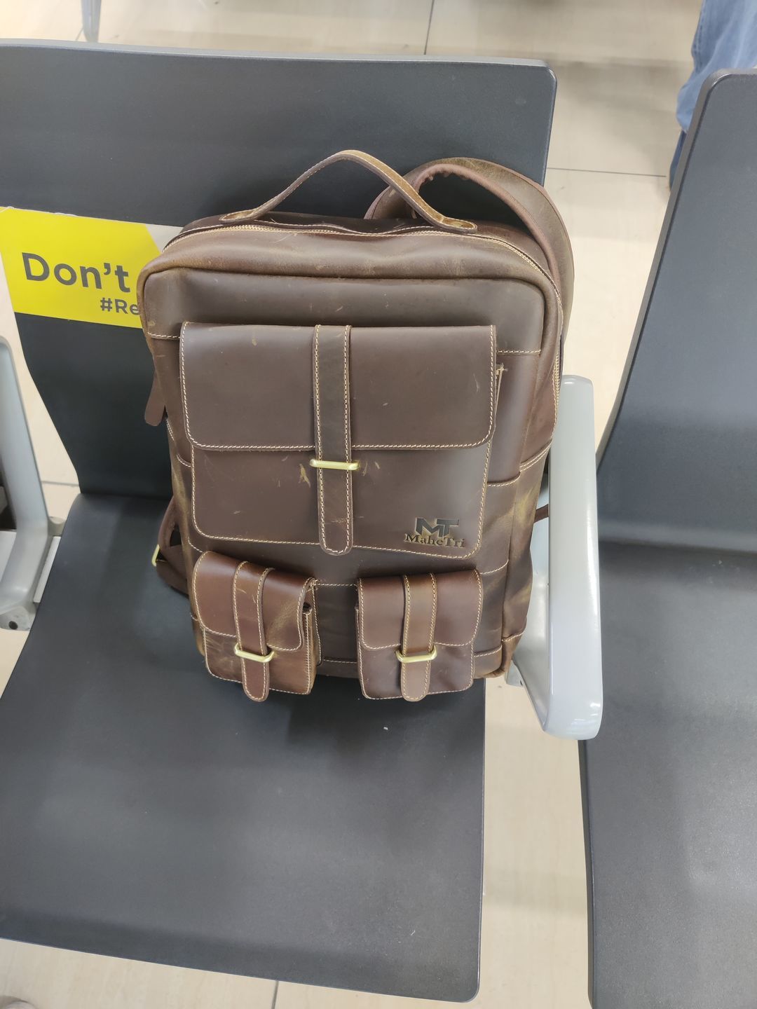 Customer photo review of Genuine Buffalo Full Grain Leather Laptop Office Backpack 16 Inch