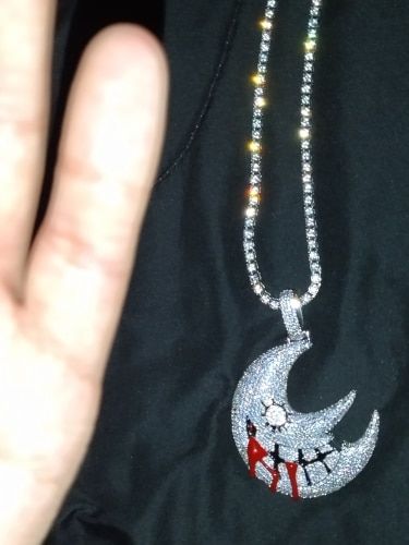 Customer photo review of Iced Out Crescent Moon Pendant