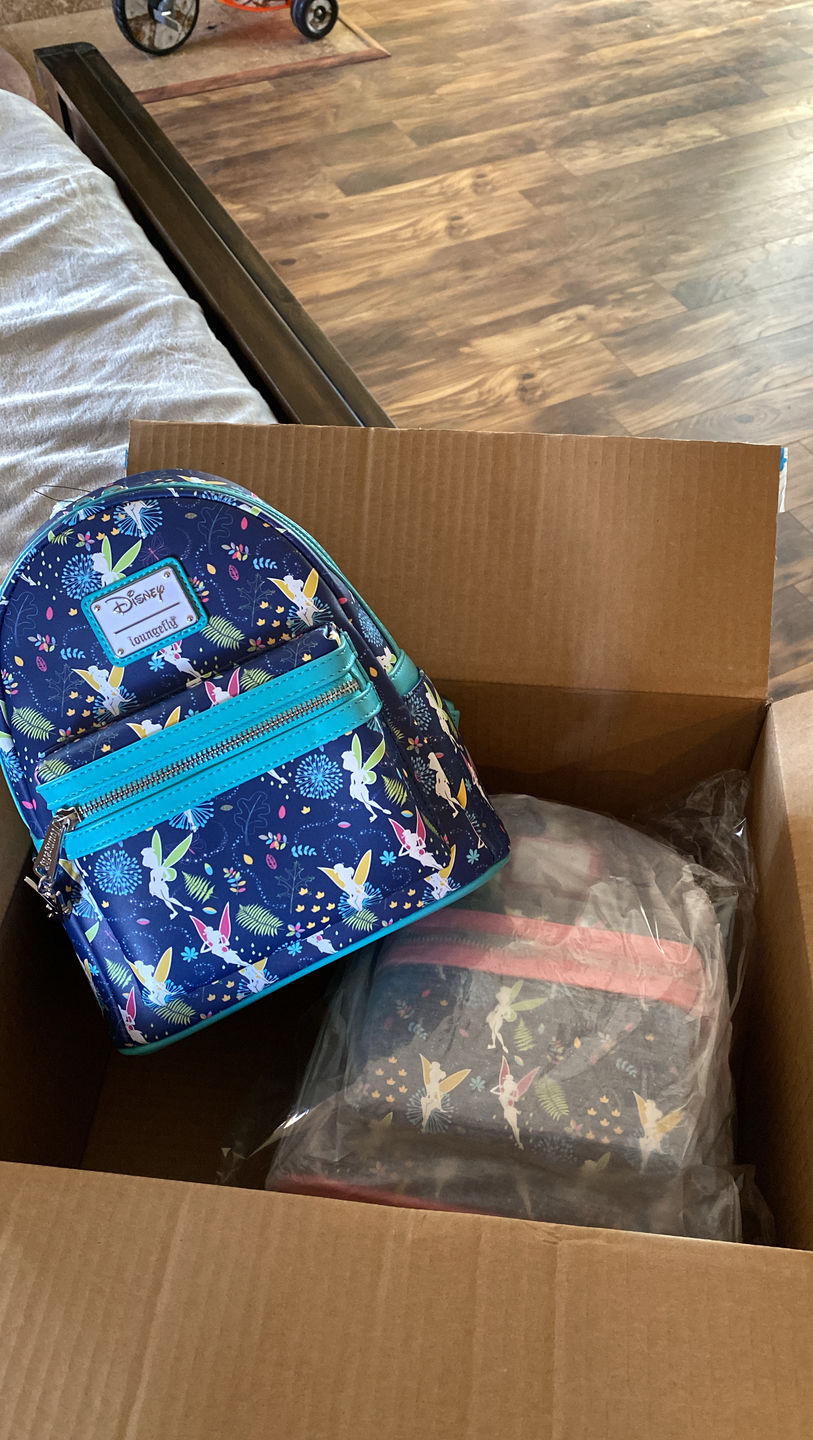 Customer photo review of 707 Street Exclusive - Disney Tinkerbell Glow in the Dark Allover Print Mini Backpack w/ Teal Straps - December Preorder